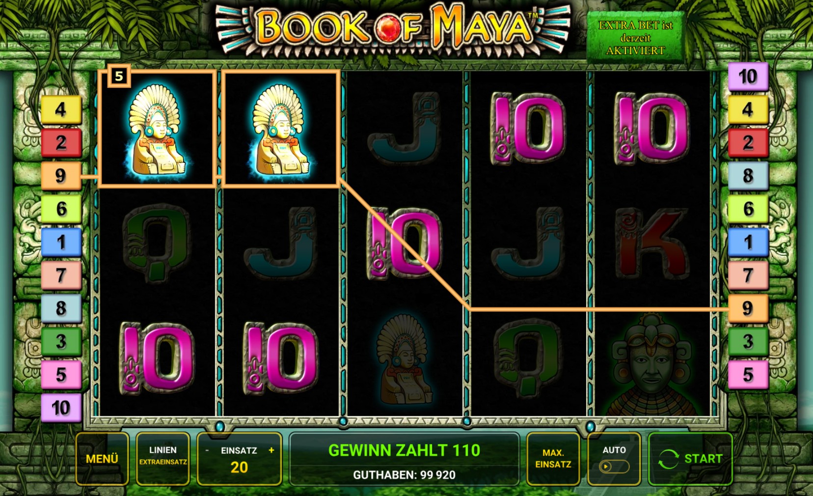 Book of Maya Slot paytable and symbols image